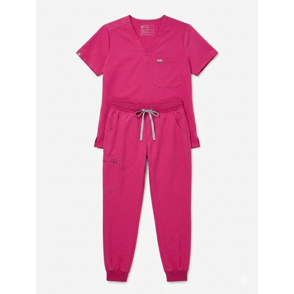 FIGS Scrub Set Pink Women's Large L Top Large Tall LT Zamora Joggers Set